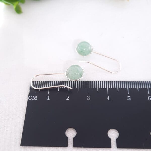 Sterling silver drop earrings with green aventurine