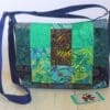 Patchwork messenger style bag made to order in shades of blue and green - Image 6