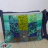 Patchwork messenger style bag made to order in shades of blue and green - Image 5
