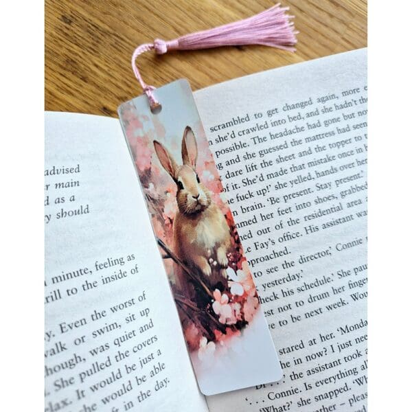 Aluminium bookmark - bunny rabbit pink white