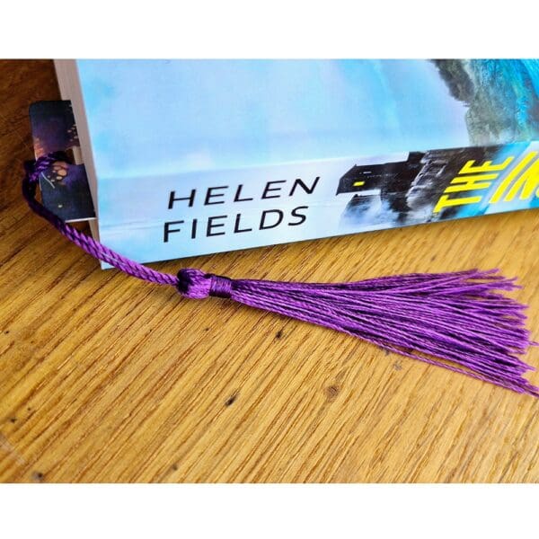 Aluminium bookmark - purple yellow forest sunset.