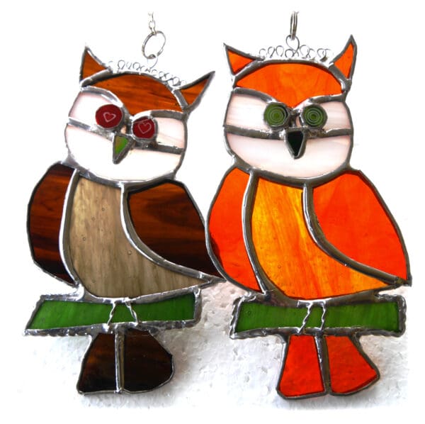 owl bird stained glass suncatcher handmade