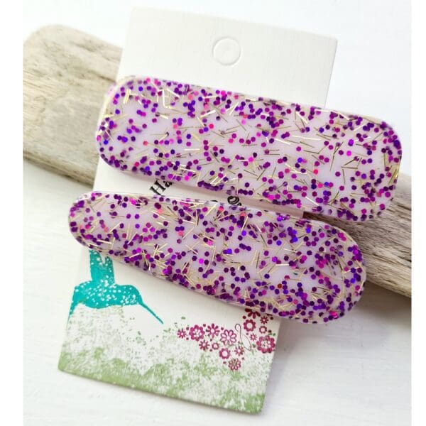 Purple and lilac hair grip - glitter accessory 4