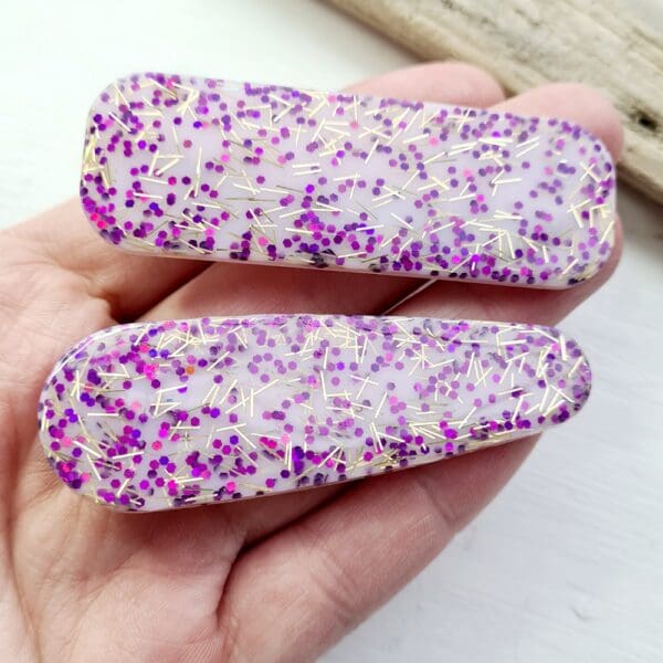 Purple and lilac hair grip - glitter accessory 4