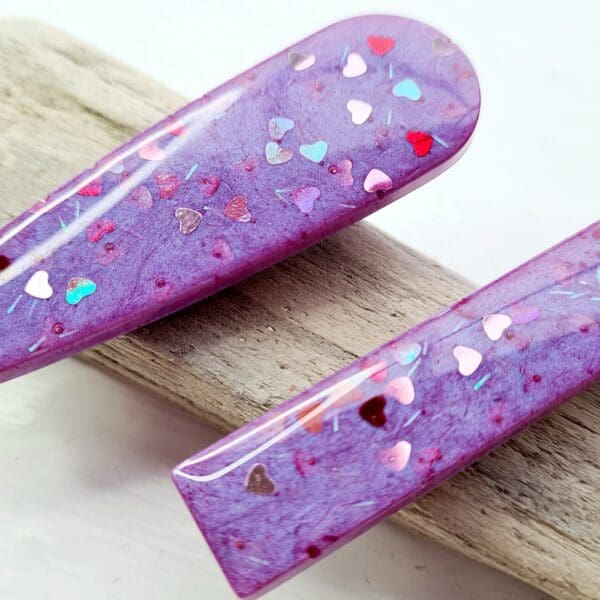 Purple and red hair grip - glitter accessory