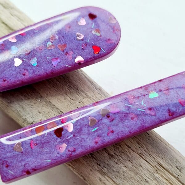 Purple and red hair grip - glitter accessory