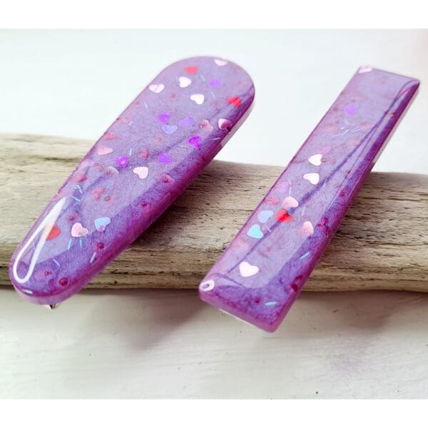 Purple and red hair grip - glitter accessory