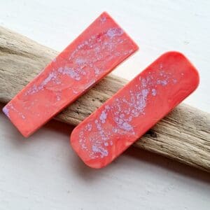 Salmon pink - lilac - resin hair clips