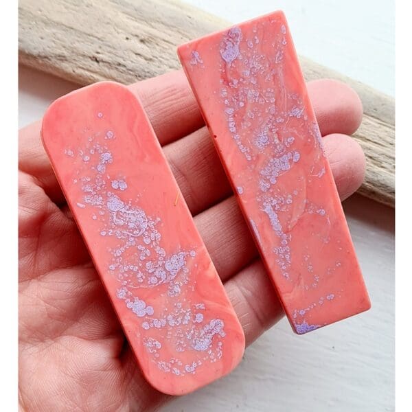 Salmon pink - lilac - resin hair clips