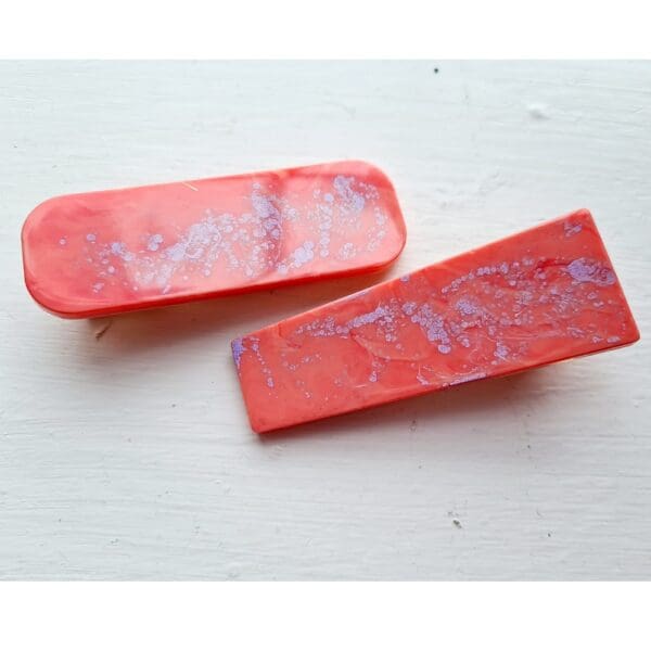 Salmon pink - lilac - resin hair clips