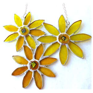 sunflower spray stained glass suncatcher