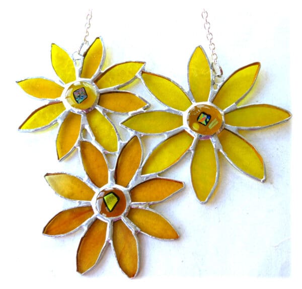 sunflower spray stained glass suncatcher