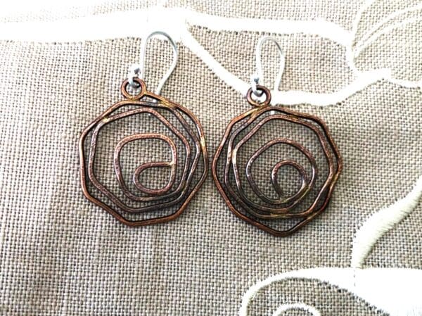 Rose Wire Drop Earrings in Bronze - Image 4