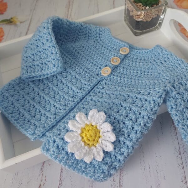 Handmade Crochet Baby Cardigan For Newborns Up To Toddlers - Image 2