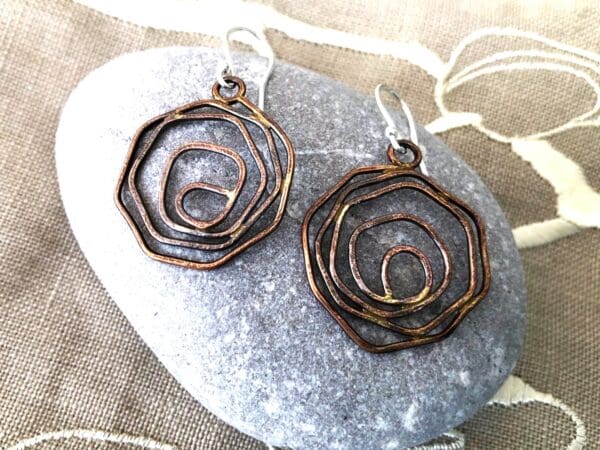 Rose Wire Drop Earrings in Bronze - Image 2