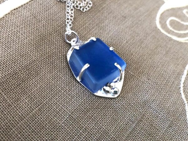 Blue Pendant Seaglass Style Surface Texture