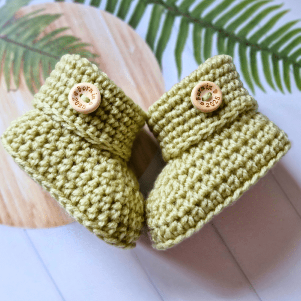 Handmade 'Born In 2025' Crochet Baby Booties - Image 2