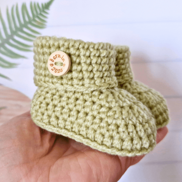 Handmade 'Born In 2025' Crochet Baby Booties - Image 6