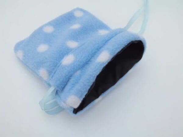 Fleece Cosmetic drawstring bag in blue, - Image 3