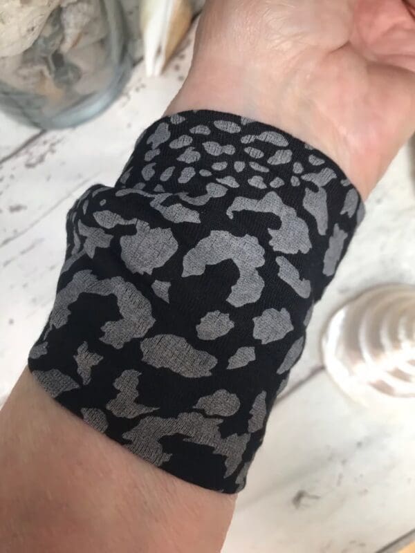 Tattoo cover up wide cuff black and grey bracelet - Image 2