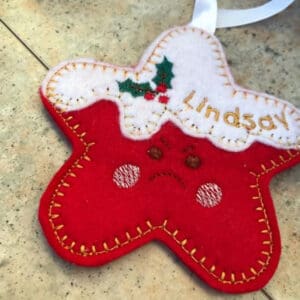 Red felt grumpy star Christmas theme