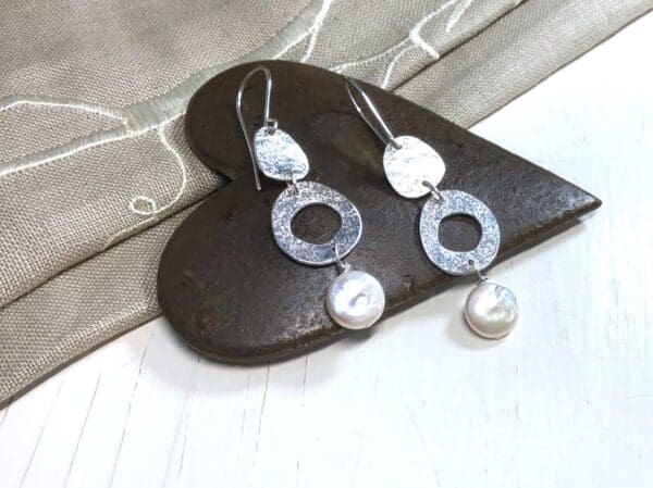 Silver & Pearl Drop Earrings - Image 3