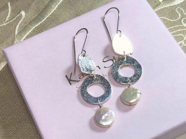 Silver & Pearl Drop Earrings - Image 6