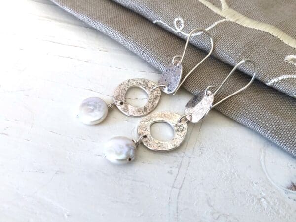 Silver & Pearl Drop Earrings - Image 5