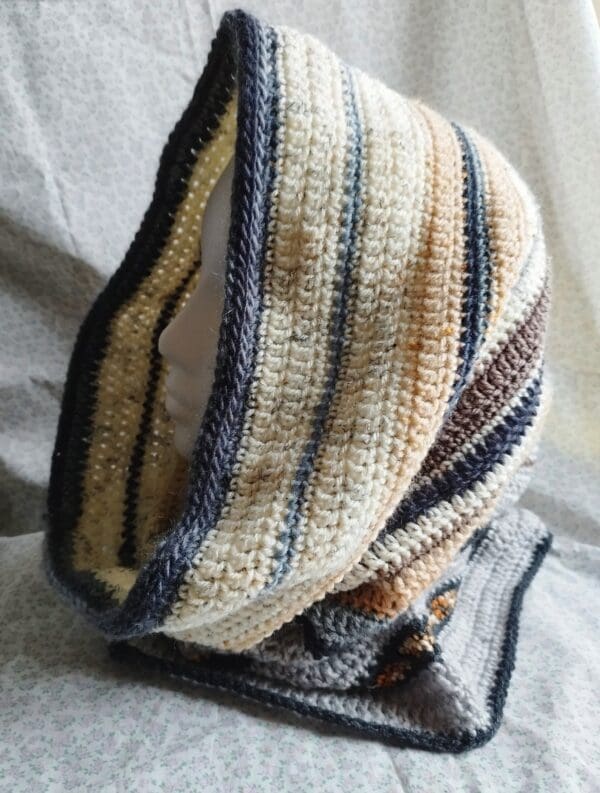 Cream, Grey , Brown Snood / Hood / Cowl Scarf! - Image 2