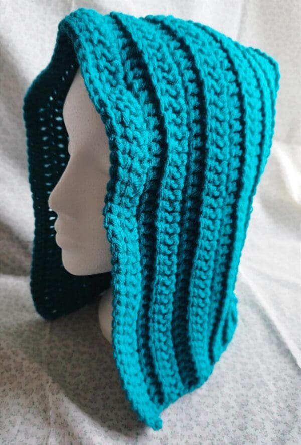 Turquoise Blue Crochet Hood - simple, no tassels, unisex