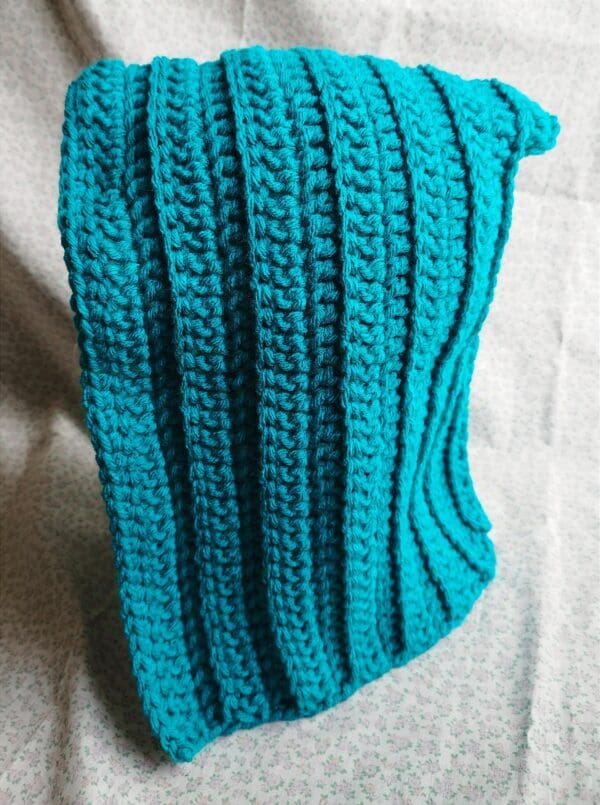 Turquoise Blue Crochet Hood - simple, no tassels, unisex - Image 2