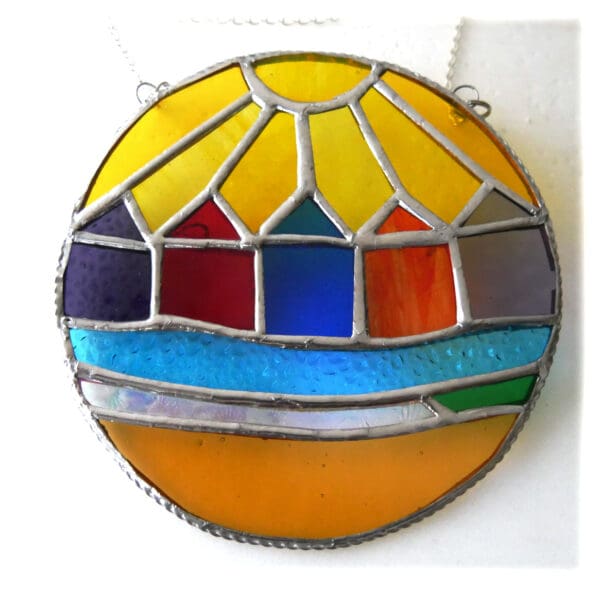 Beach Hut Ring Stained Glass Suncatcher - Image 2