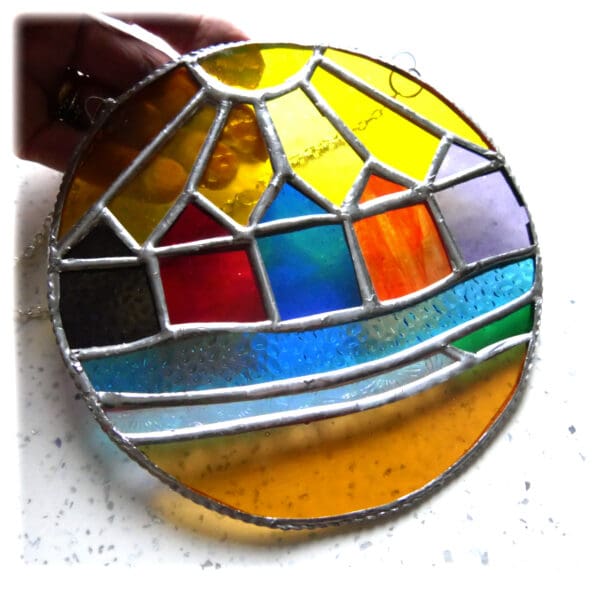 Beach Hut Ring Stained Glass Suncatcher - Image 3