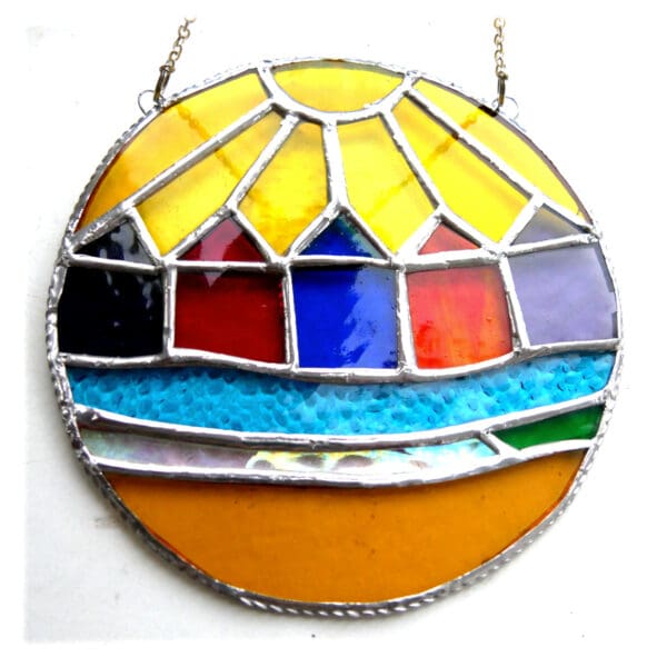 Beach Hut Ring Stained Glass Suncatcher - Image 4