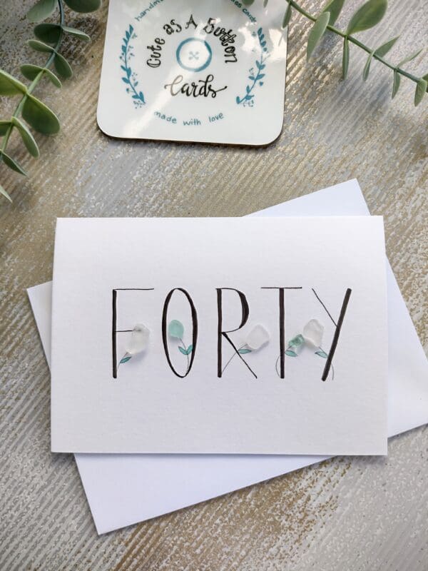 Seaglass flower card - Forty