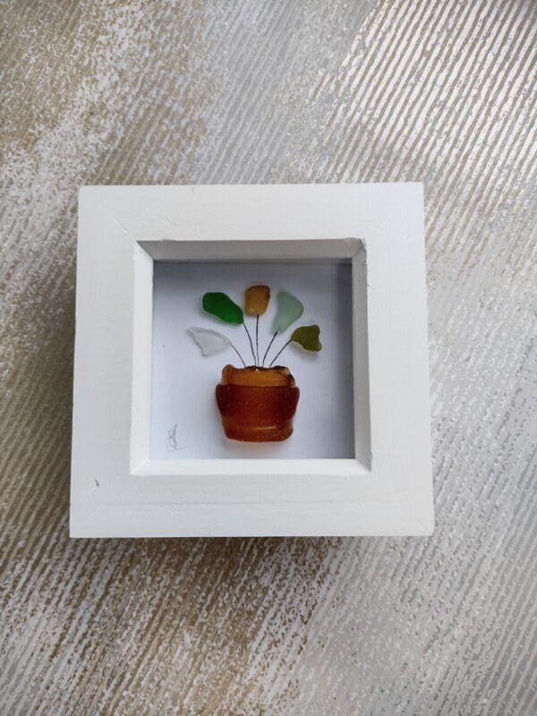 Seaglass vase of flowers