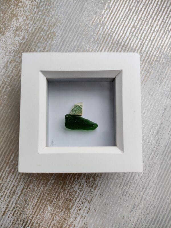 Seaglass and sea pottery fishing boat picture