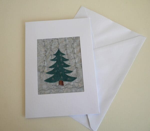 Original textile fir tree greetings card - Image 3