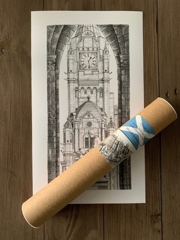 Balmoral Hotel through Scott Monument Print