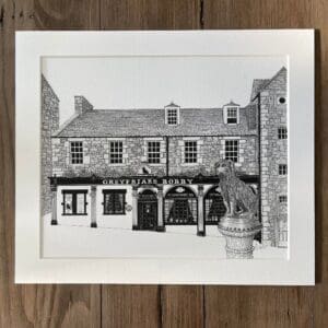 Greyfriars Bobby Edinburgh Print - Edinburgh Art - The Famous Dog - Gold Art