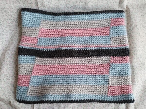 Cowl / Collar Scarf - Pale Blue, Pink and Grey - Image 3