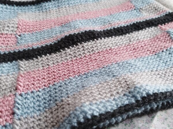 Cowl / Collar Scarf - Pale Blue, Pink and Grey - Image 4