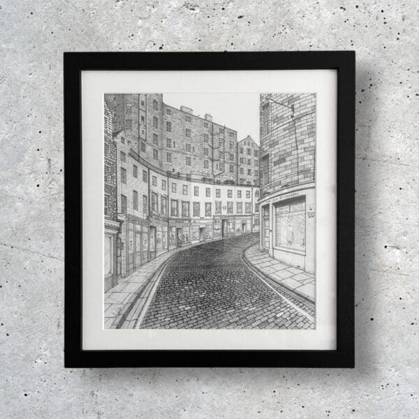 Victoria Street Edinburgh City, Scotland, Drawing, Framed Wall Art, Wall Decor, Architecture, Drawing, Artwork, Illustration, Hand Drawn