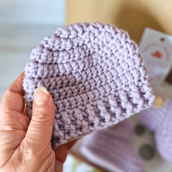 Close up of newborn baby beanie hat