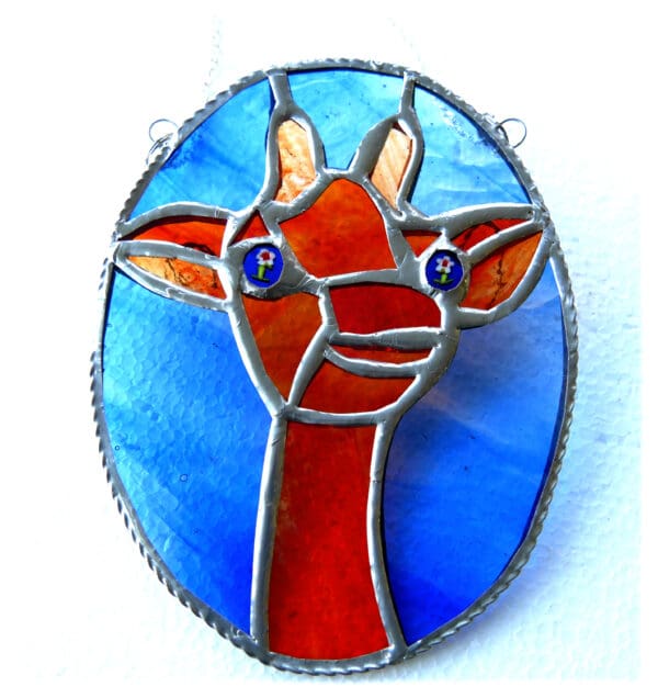 Giraffe Stained Glass Suncatcher Oval - Image 3