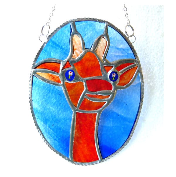 Giraffe Stained Glass Suncatcher Oval - Image 4