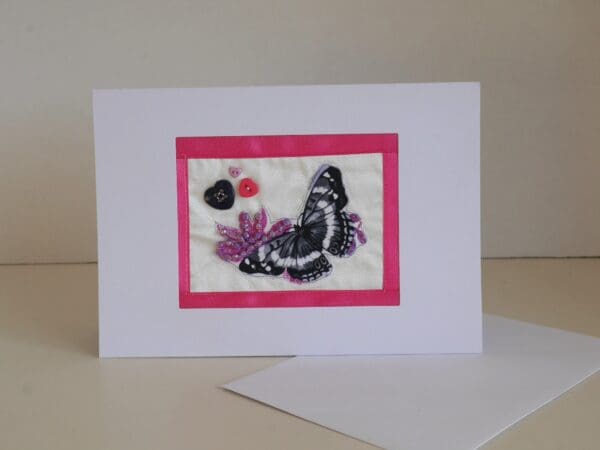 Original textile collage butterfly card - Image 2