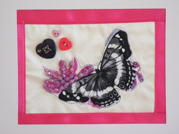 Original textile collage butterfly card - Image 4