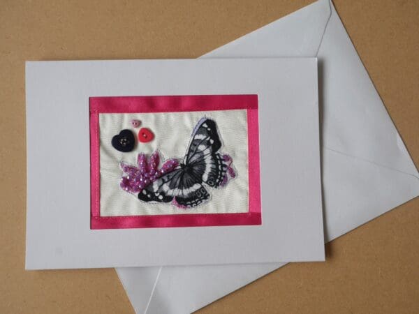 Original textile collage butterfly card - Image 3