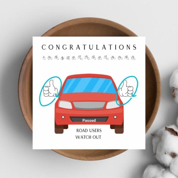 BSL card, Driving Test card , British Sign Language, You Passed, Fingerspelling, Inclusive Card, sign language card, congratulations,